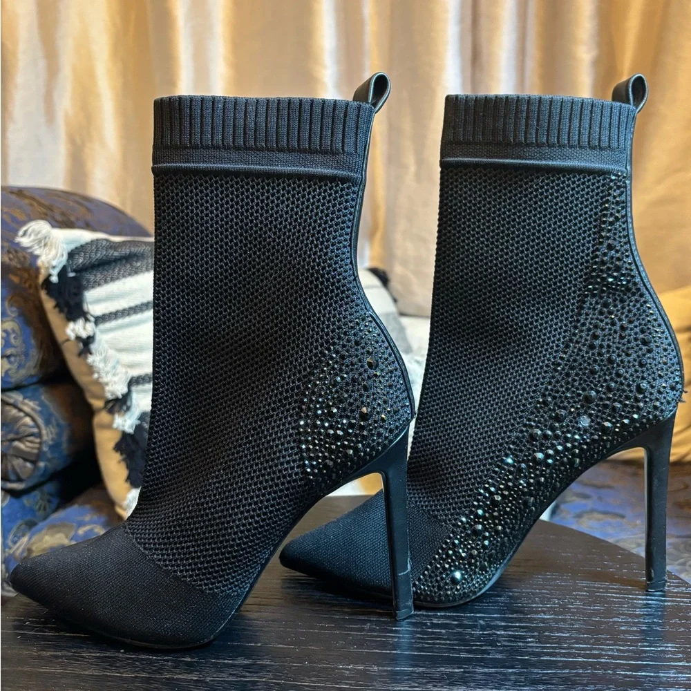 Steve Madden knit and rhinestone booties. - Picture 2 of 7